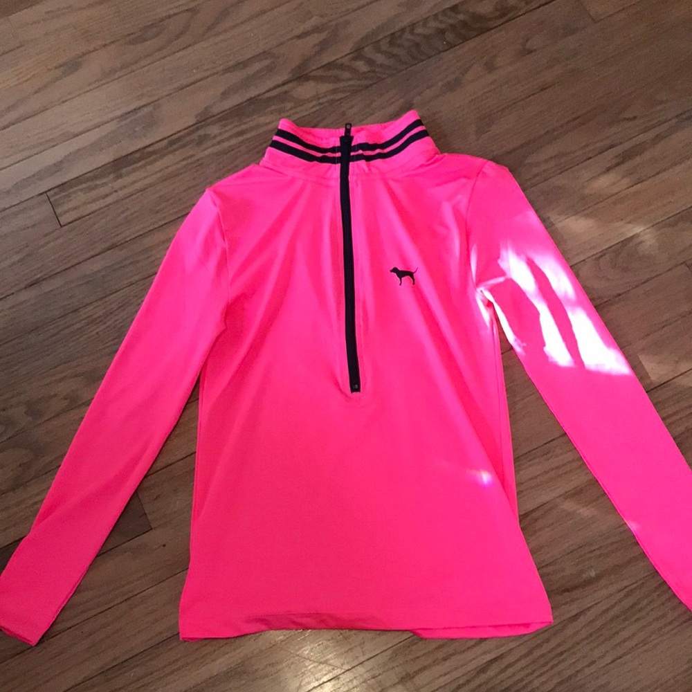 pink half zip sweatshirt